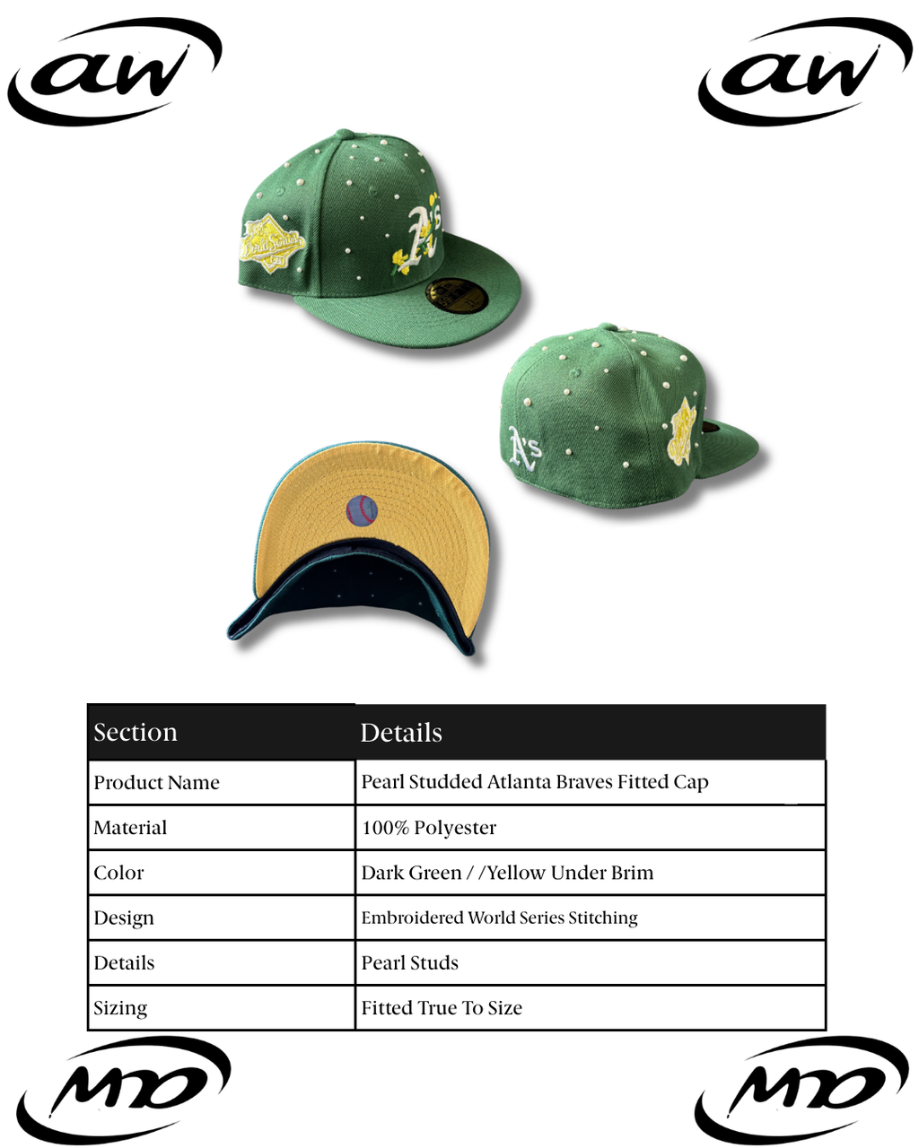 Green Pearl Atlanta Braves Fitted Hat